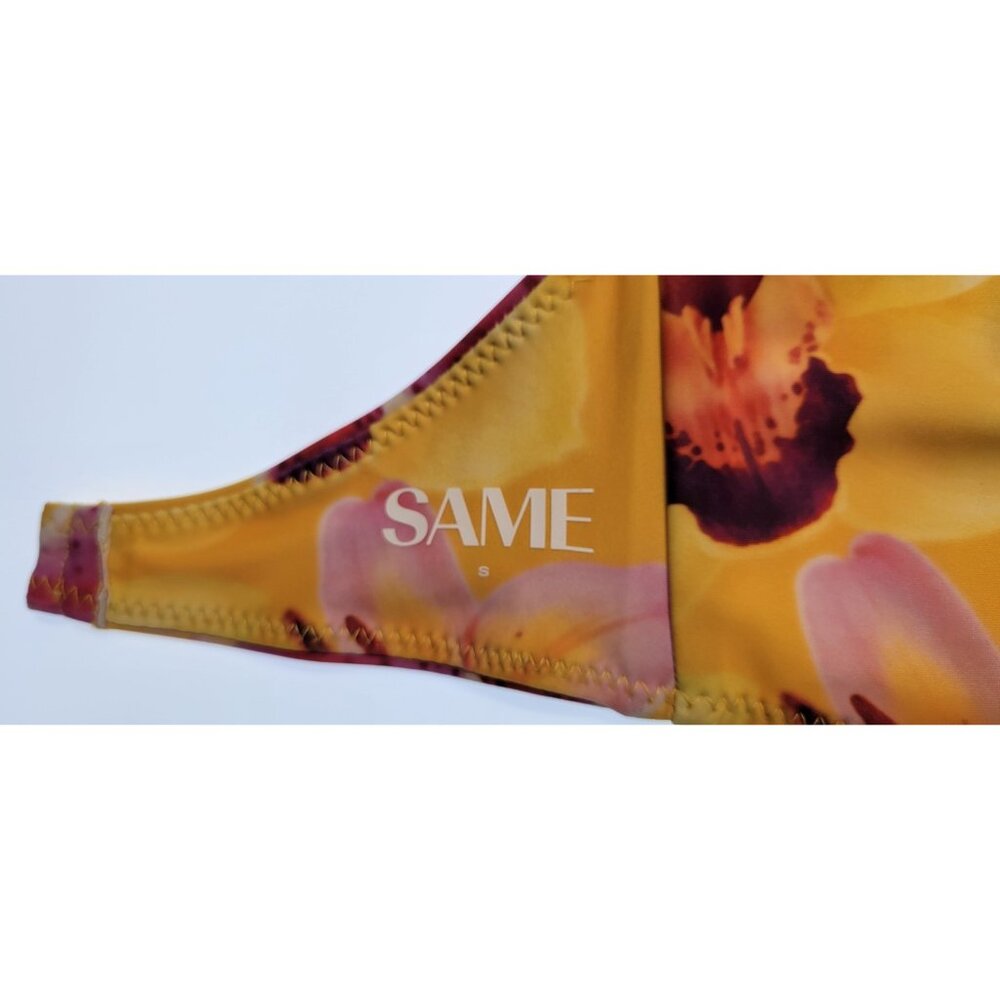 SAME Los Angeles Two Piece Bandeau Bikini Floral Yellow Size S NWT - Picture 7 of 8